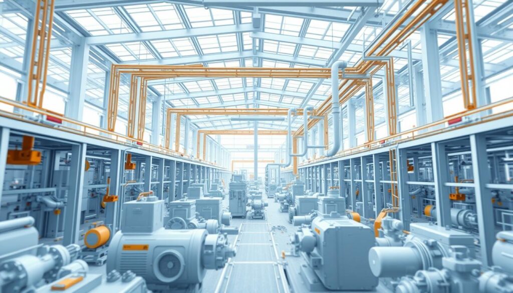 Generuj obraz animacji 3D prezentującej detale fabryki