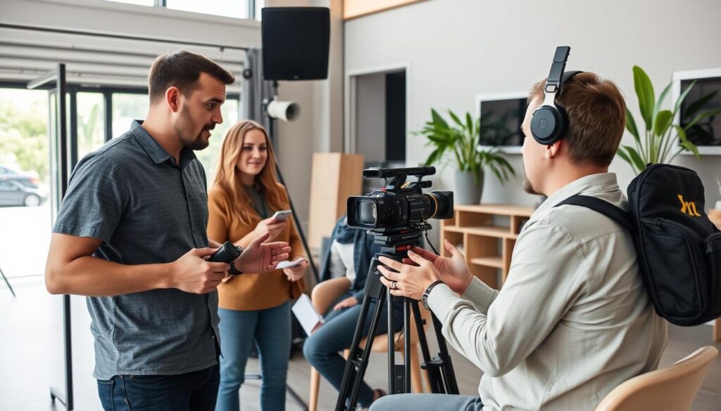 Zdjęcie z konsultacji klienta z zespołem filmowym